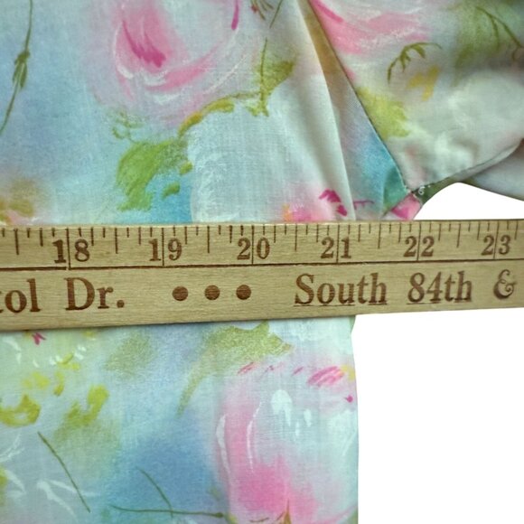 VTG Loungees Floral Pleated Ruffled Button Front Night Gown Dress 16 Pink - Picture 10 of 10